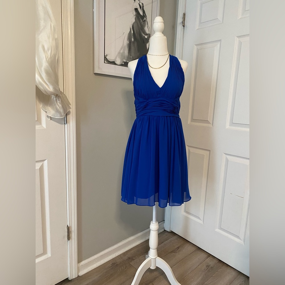 Fit and flare blue dress